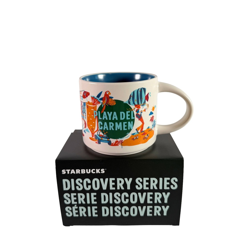 Starbucks Discovery Series Mug Playa Del Carmen 14oz White New Tropical Mexico